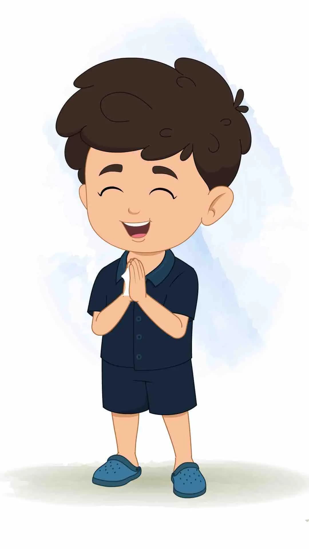 A little cute boy clapping animated vector cartoon character AKA Hardik