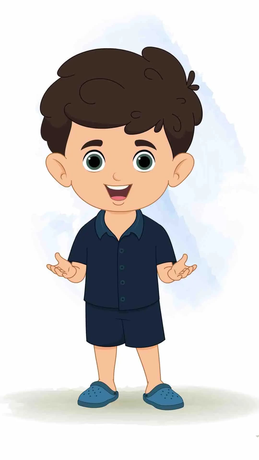 A little cute boy talking animated vector cartoon character AKA Hardik