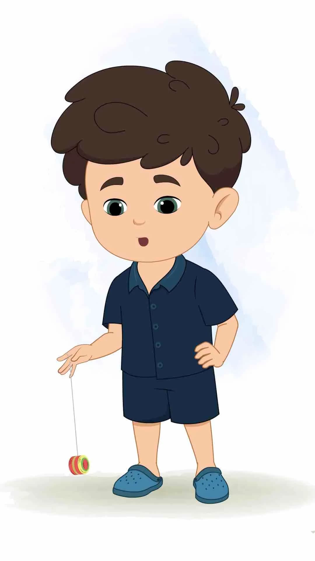 A little cute boy playing animated vector cartoon character AKA Hardik