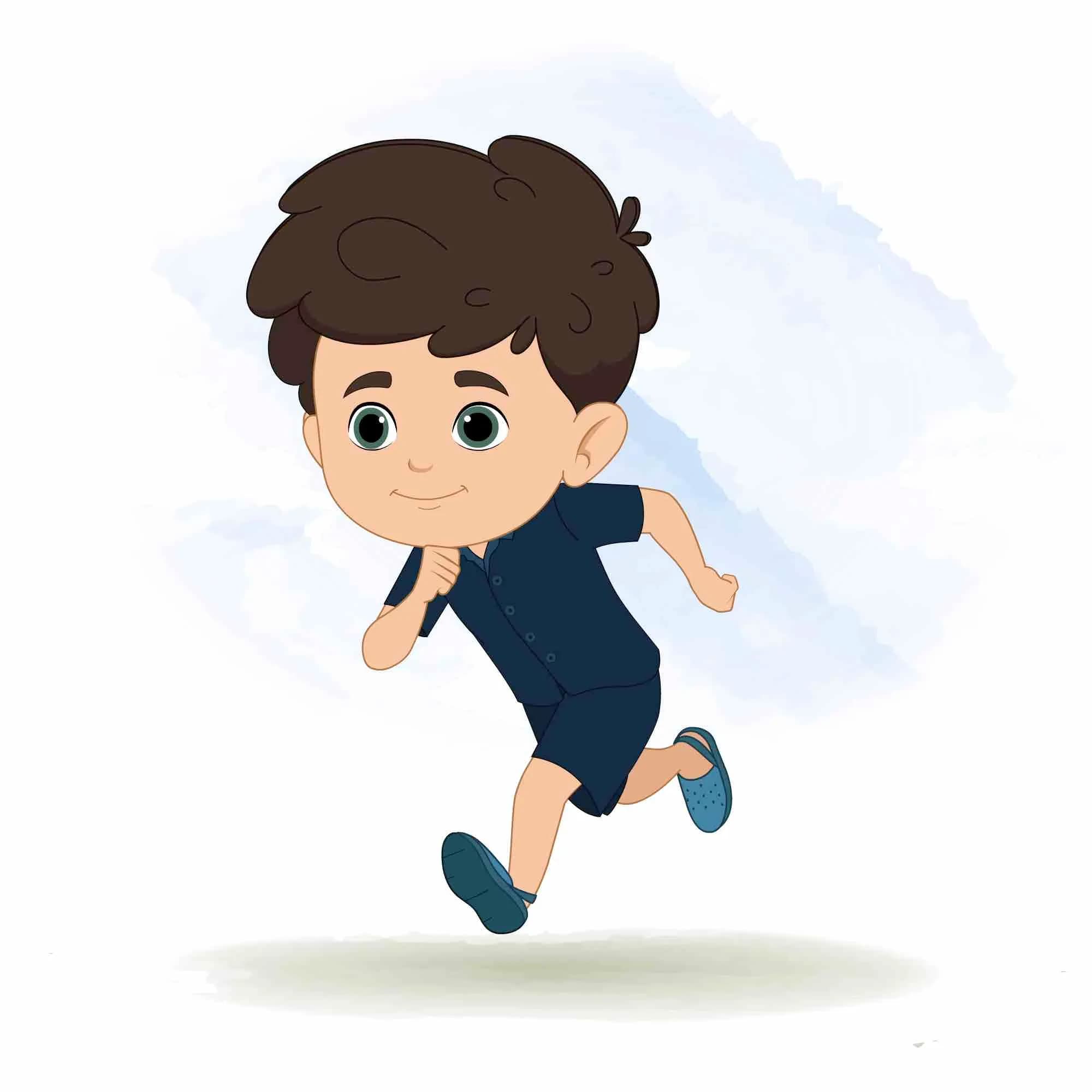 A little cute boy running animated vector cartoon character AKA Hardik
