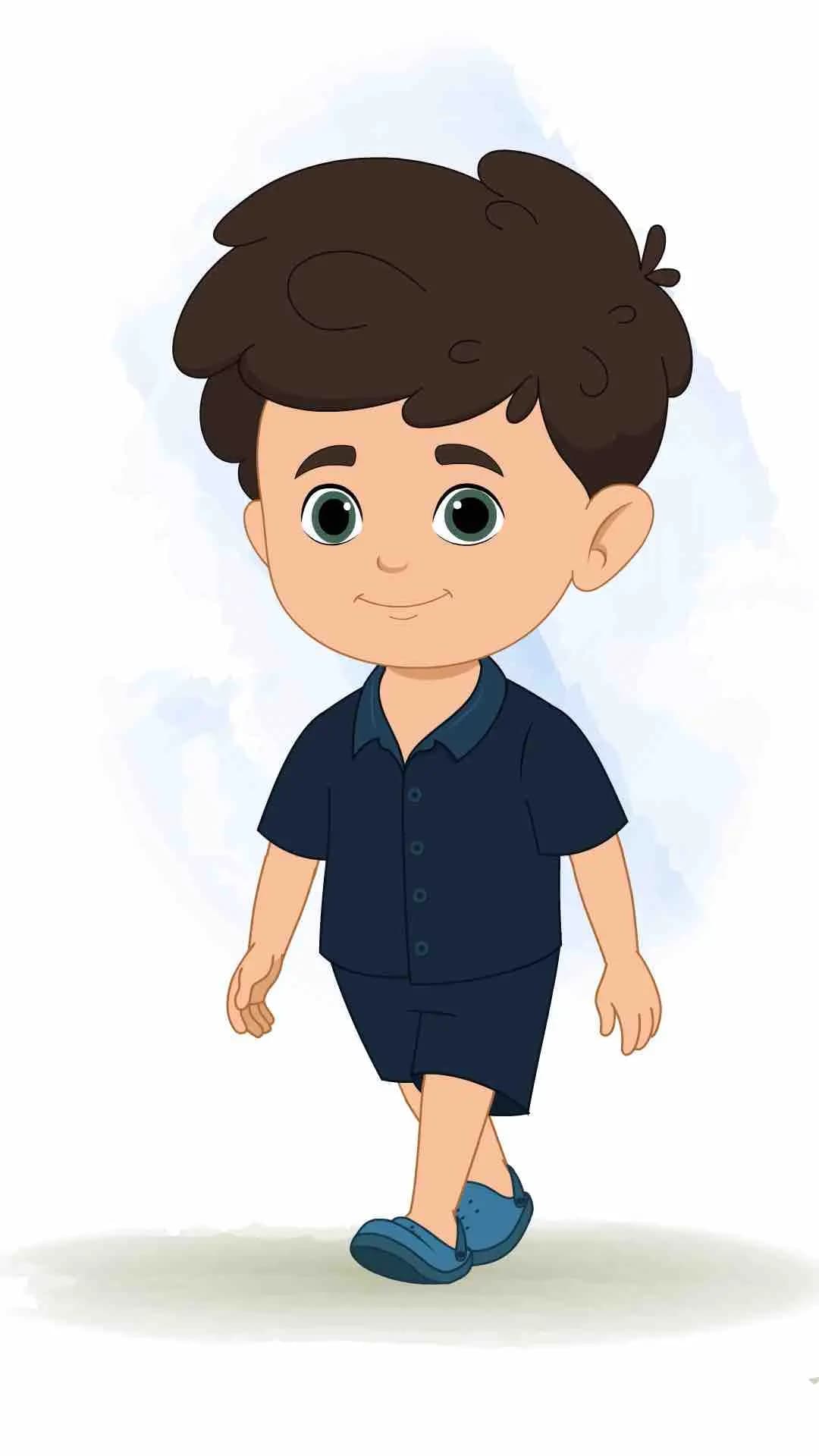 A little cute boy walking animated vector cartoon character AKA Hardik