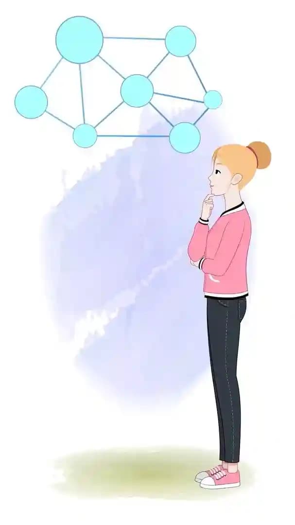 2d cartoon female employee character animated vector thinking pose AKA Chloe