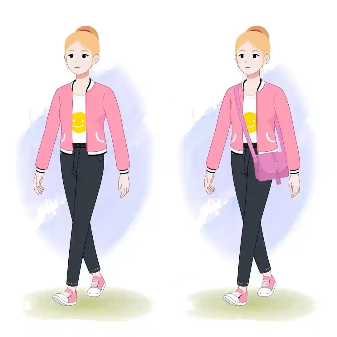 2d cartoon female employee character walking animated vector AKA Chloe