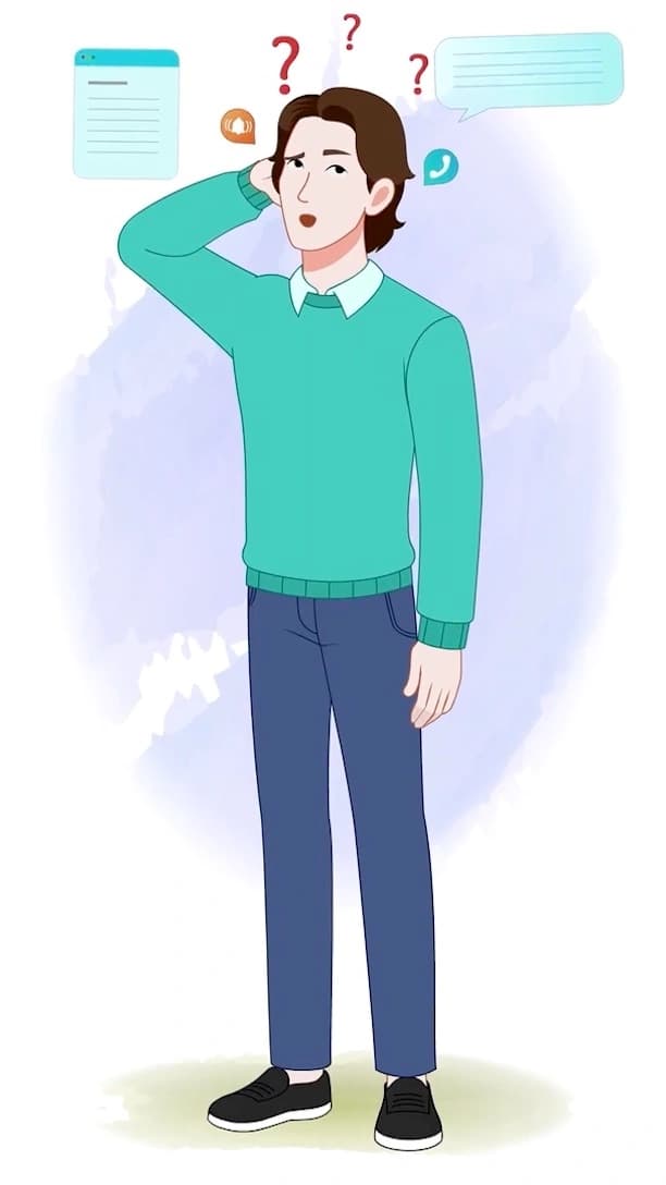 2d Animated young confused man in casual clothes vector cartoon character AKA Leon