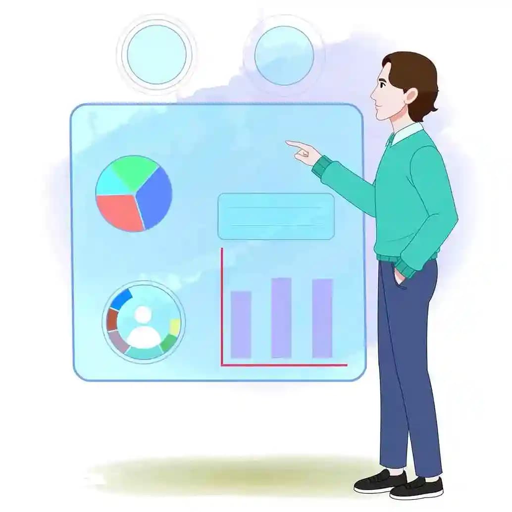 2d Animated young man in casual clothes doing presentation vector cartoon character AKA Leon