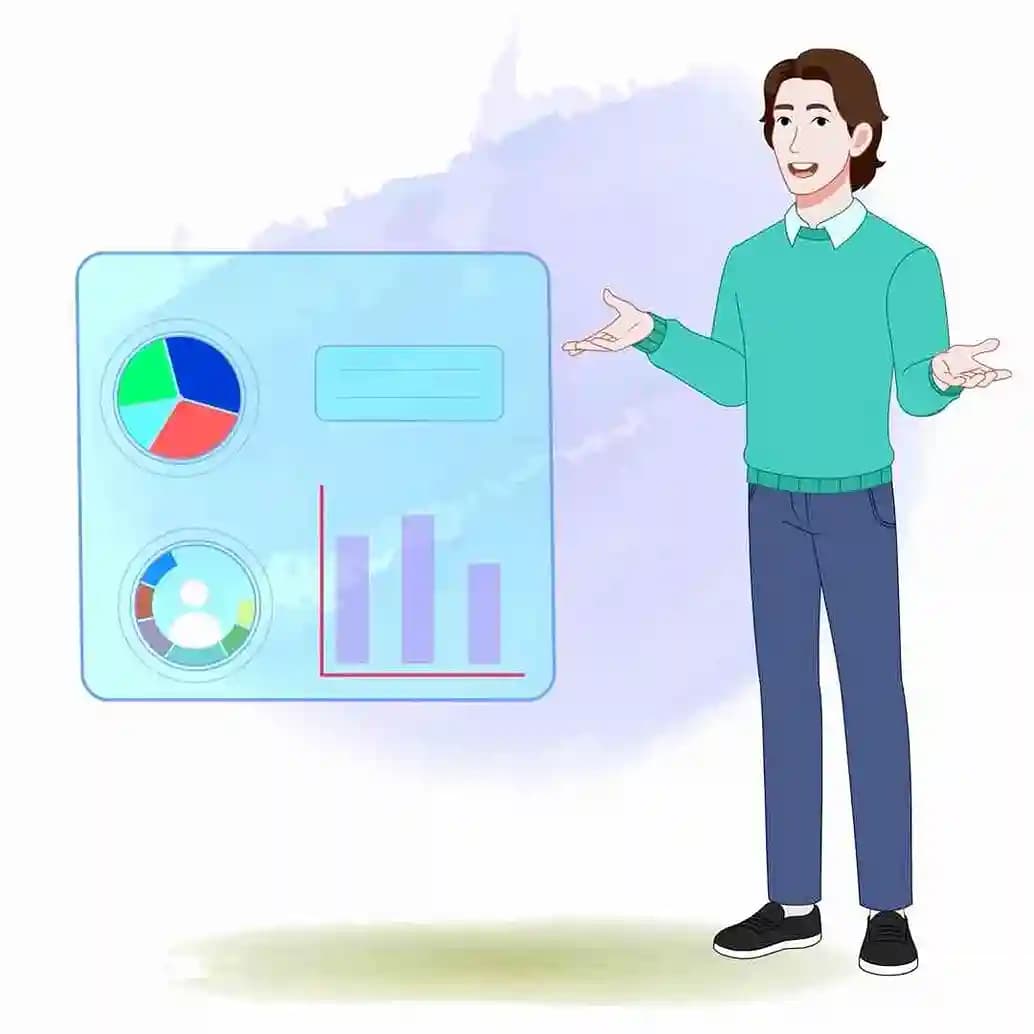 2d Animated young man in casual clothes talking vector cartoon character AKA Leon