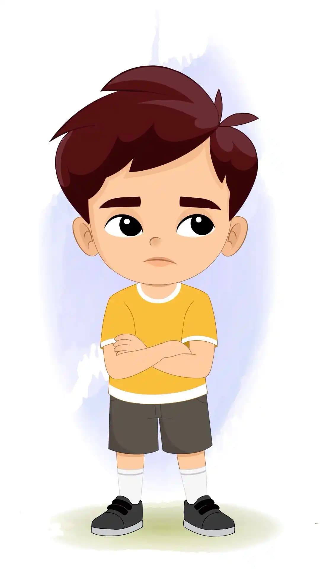 A Cute Little Boy Annoyed Front Animated Vector Cartoon Character AKA Avi
