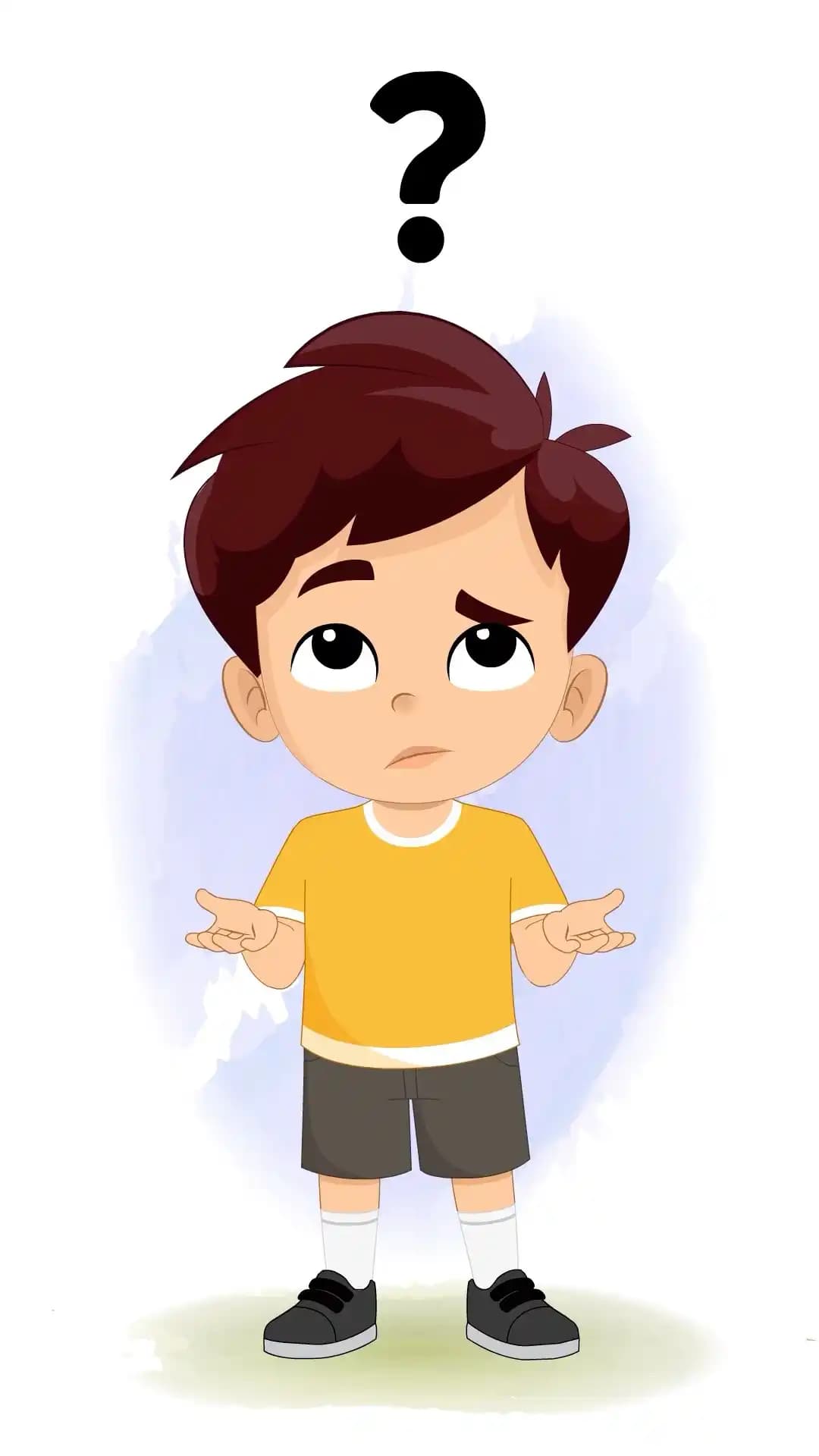 A Cute Little Boy Confused Front Pose Animated Vector Cartoon Character AKA Avi