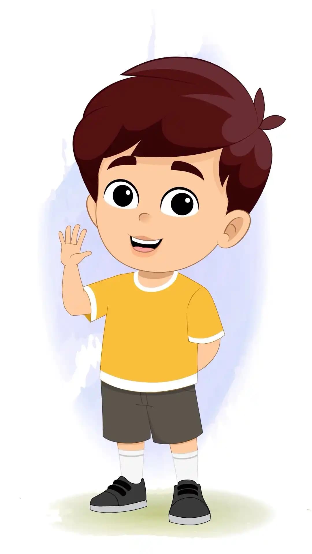 A Cute Little Boy Waving Hand and Say Hi Animated Vector Cartoon Character AKA Avi