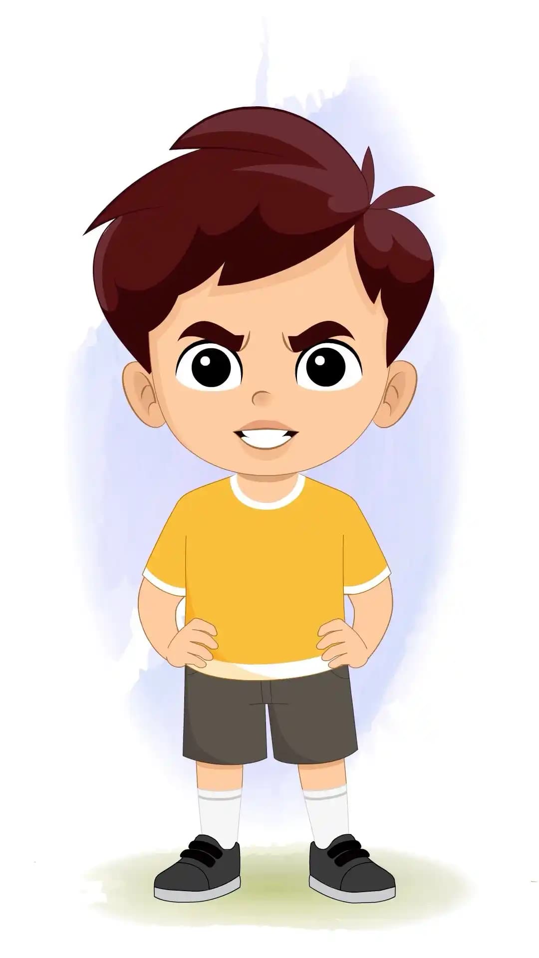 A Cute Little Boy Front Angry Pose Animated Vector Cartoon Character AKA Avi