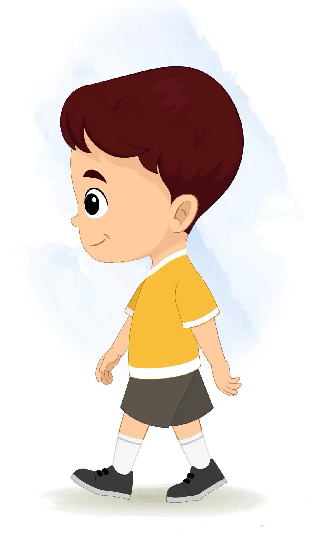 A Cute Little Boy Side Walk Animated Vector Cartoon Character AKA Avi