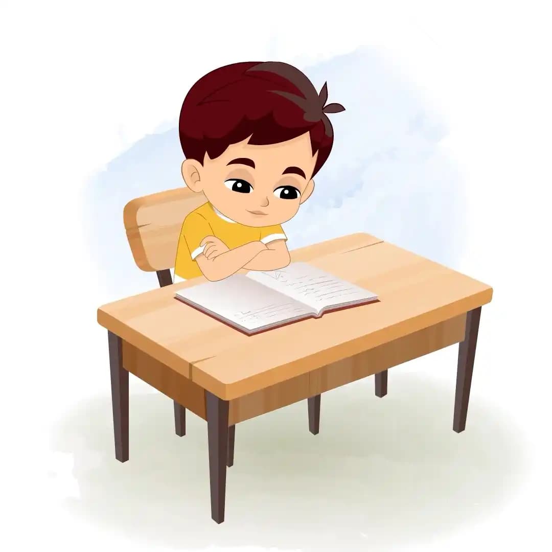A Cute Little Boy Reading at Study Table Animated Vector Cartoon Character AKA Avi