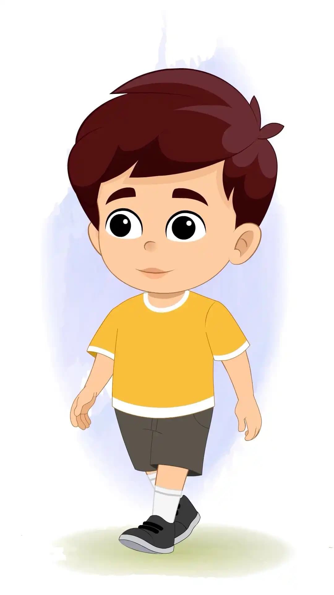 A Cute Little Boy Walking One Third View Animated Vector Cartoon Character AKA Avi