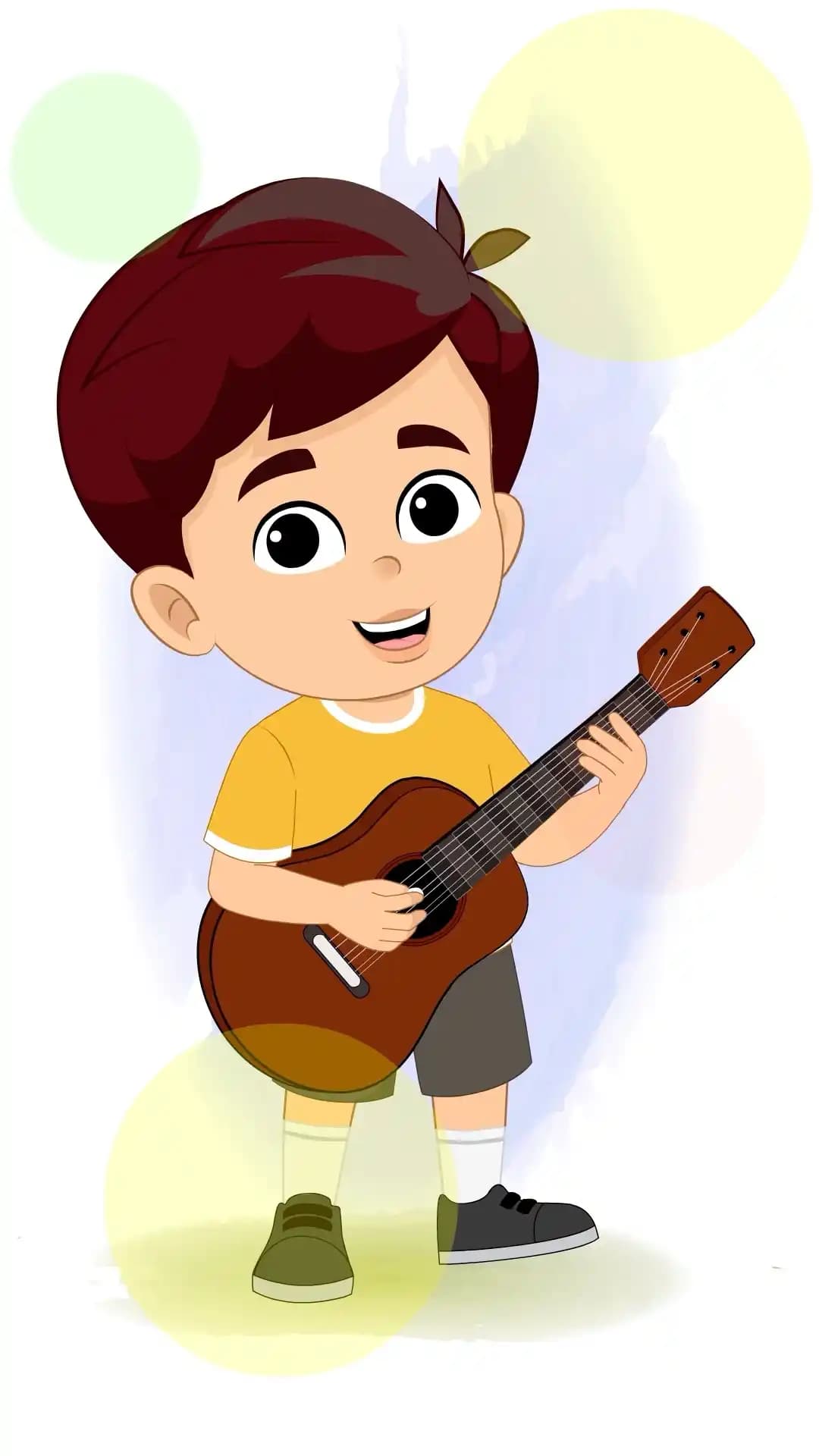 A Cute Little Boy Playing Guitar Animated Vector Cartoon Character AKA Avi