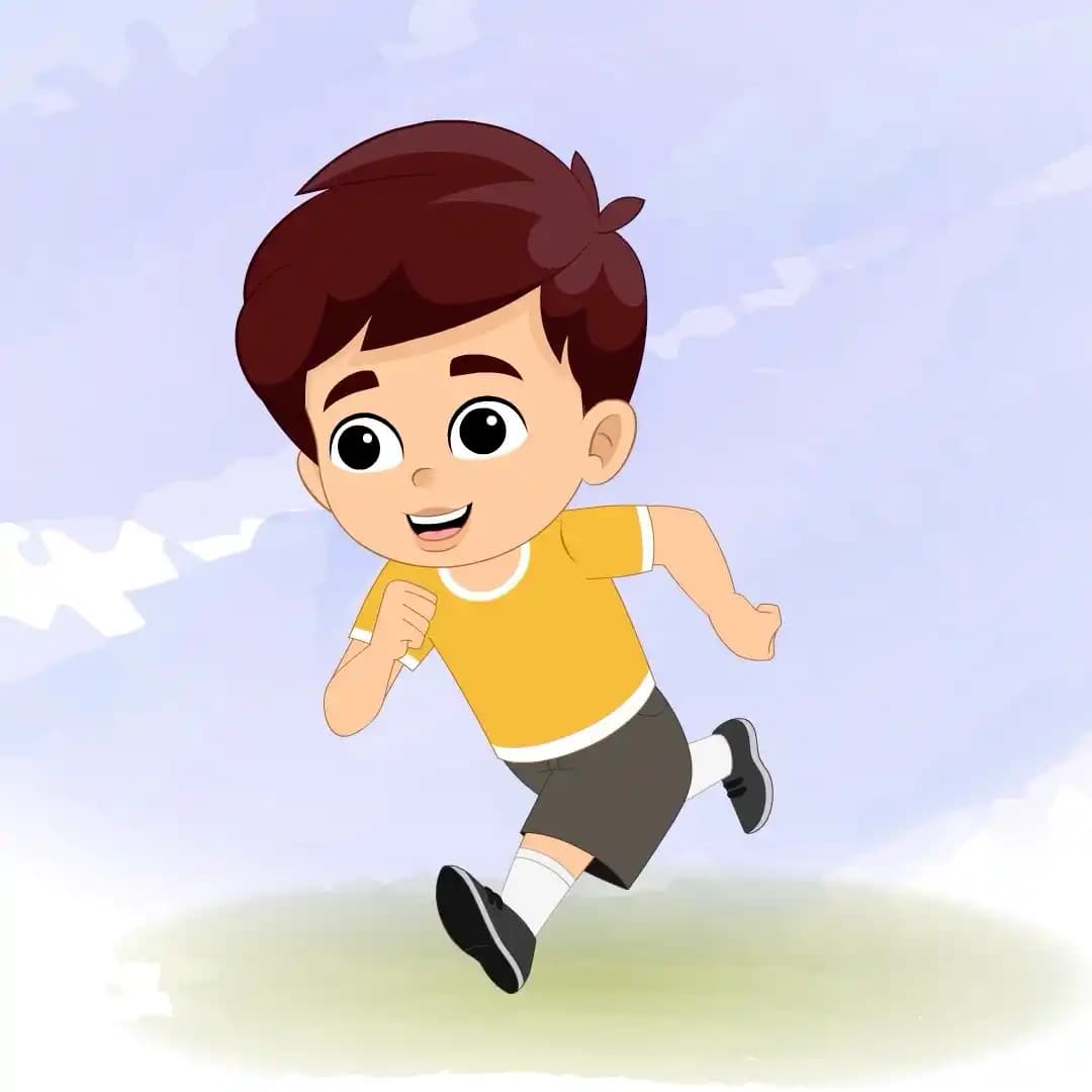 A Cute Little Boy One Third Running Animated Vector Cartoon Character AKA Avi