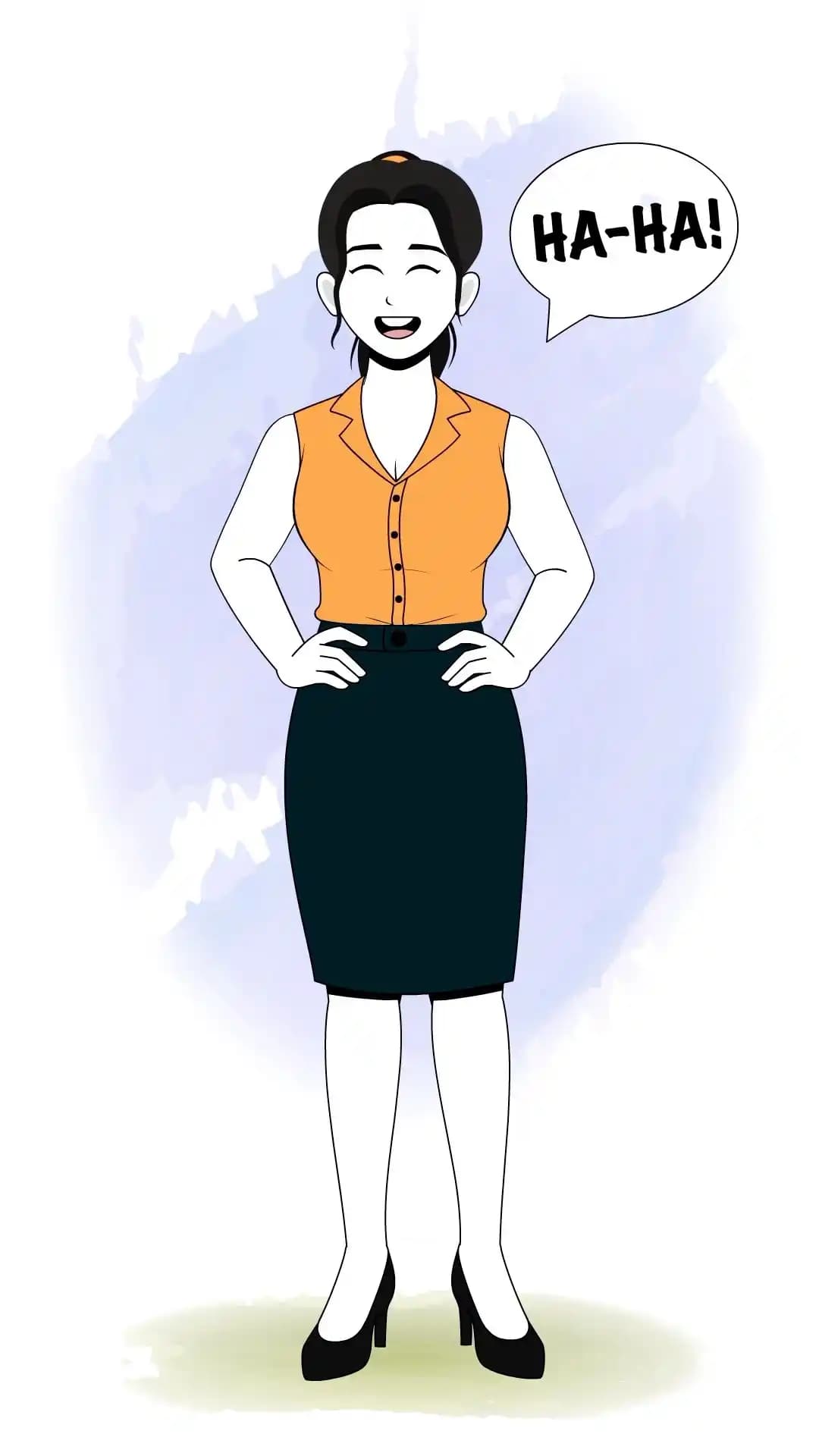 Female Office Character Laughing Animated Vector Cartoon Character AKA Hena