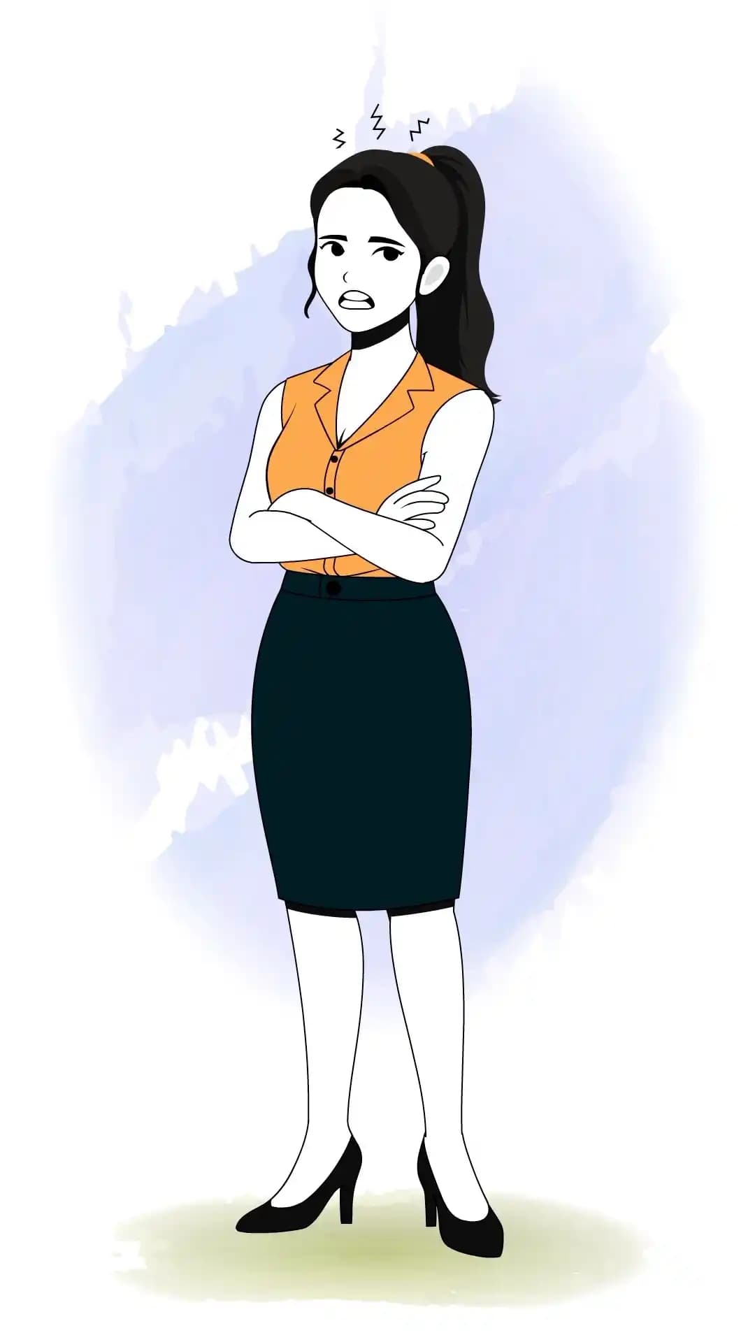 Businesswoman Cartoon Character Annoyed Arms Crossed Animated Vector Cartoon Character AKA Hena