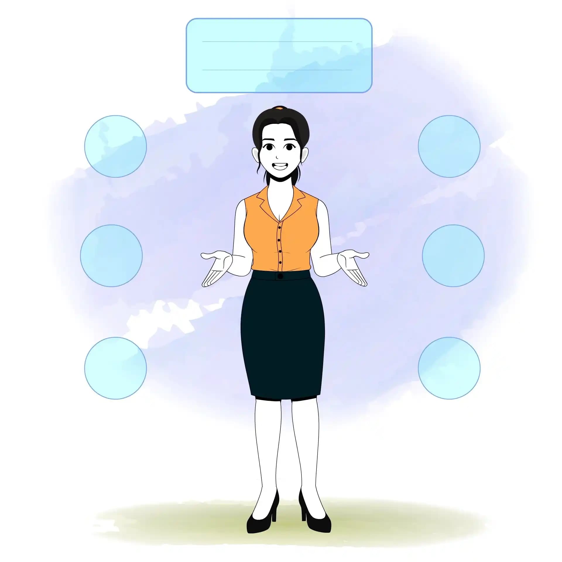 Female Office Character Front Talking Animated Vector Cartoon Character AKA Hena