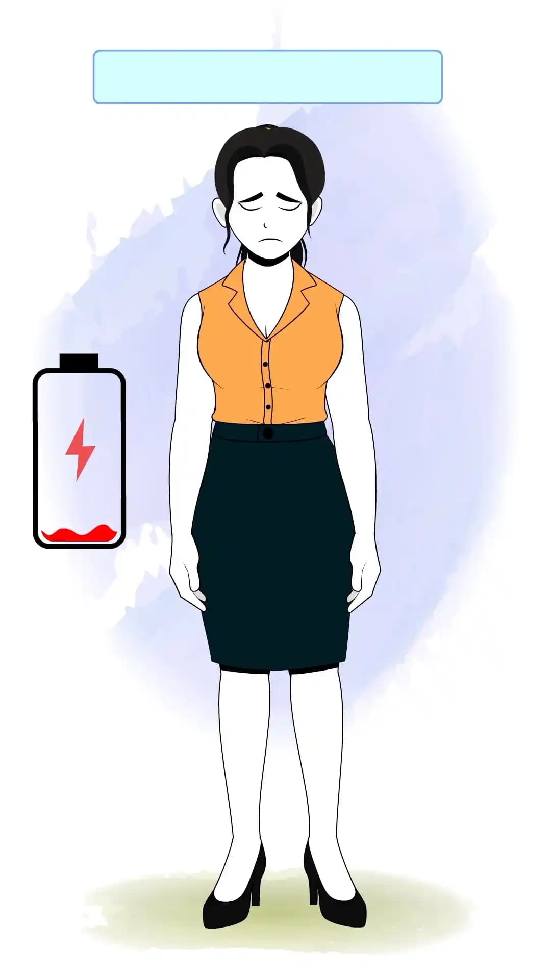 Female Office Character Sad Expression Animated Vector Cartoon Character AKA Hena