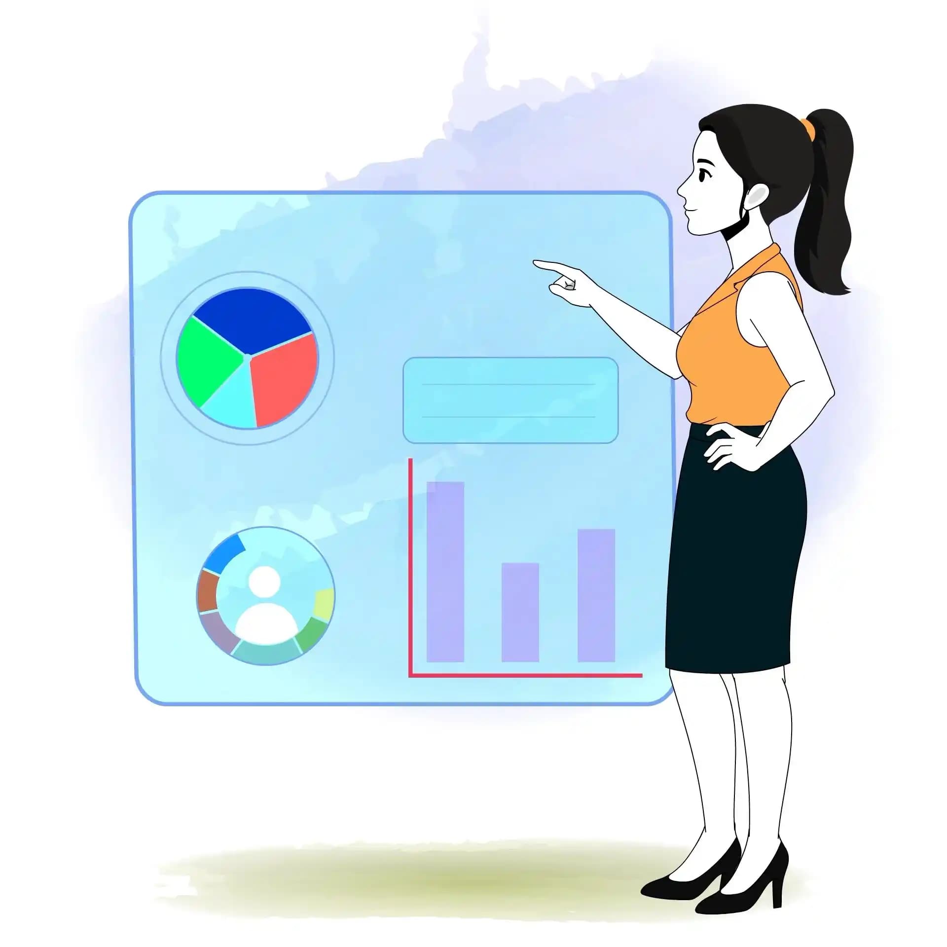 Female Office Character Presentation Animated Vector Cartoon Character AKA Hena