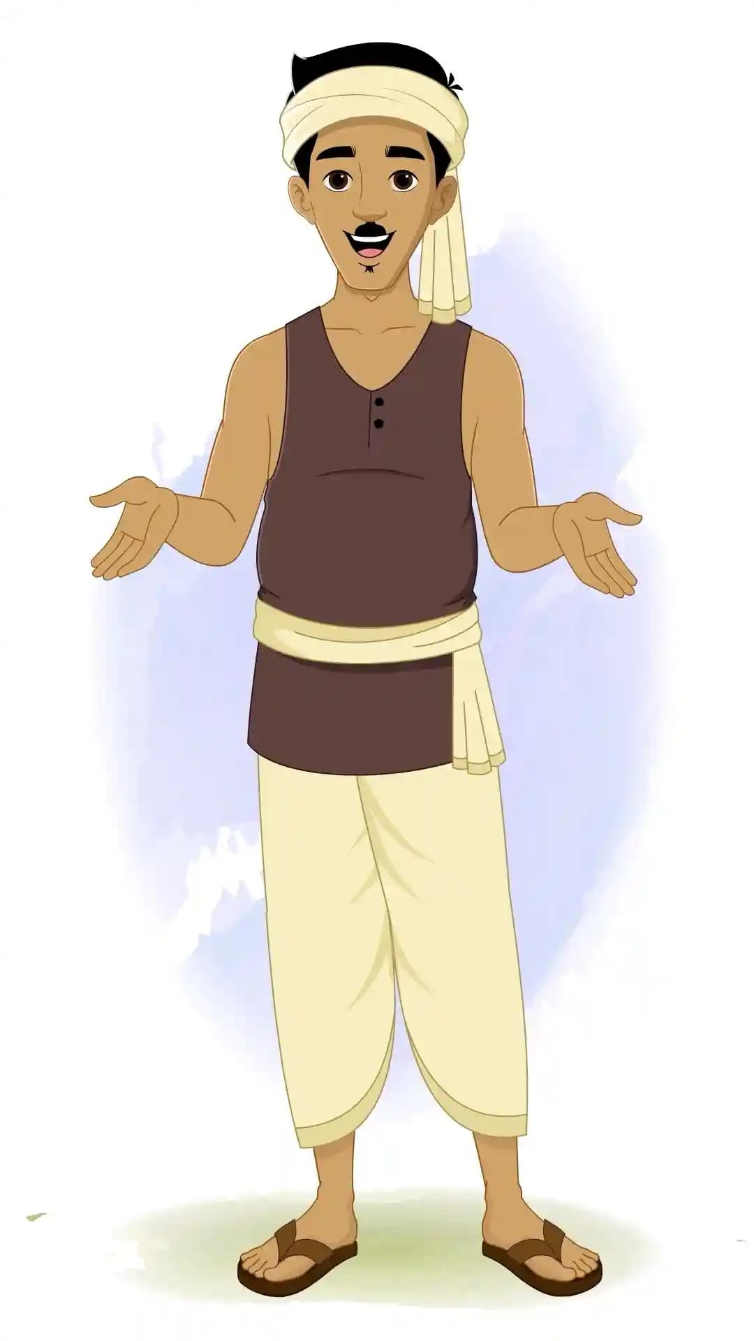 Indian Villager Front Talking Rural Man Animated Vector Cartoon Character AKA Murali