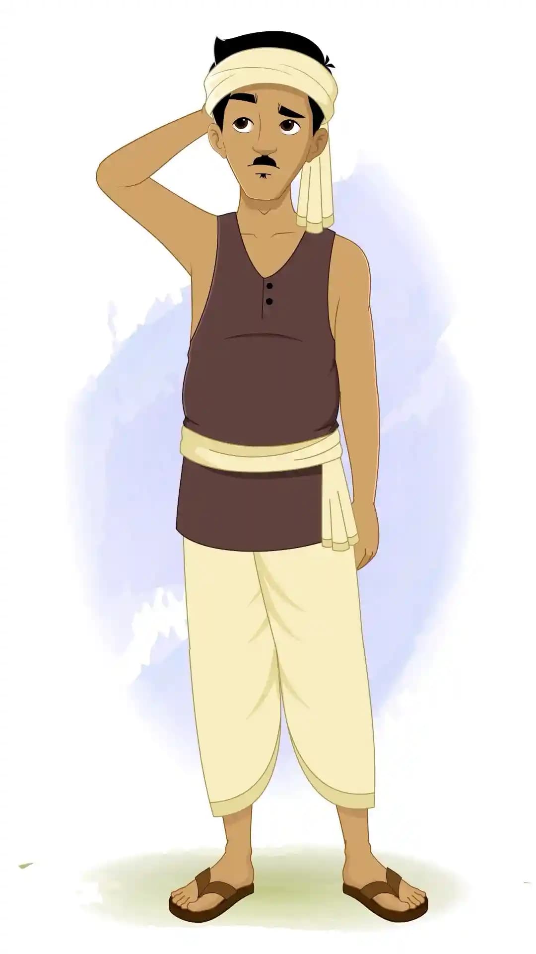 Indian Villager Confused Rural Man Animated Vector Cartoon Character AKA Murali