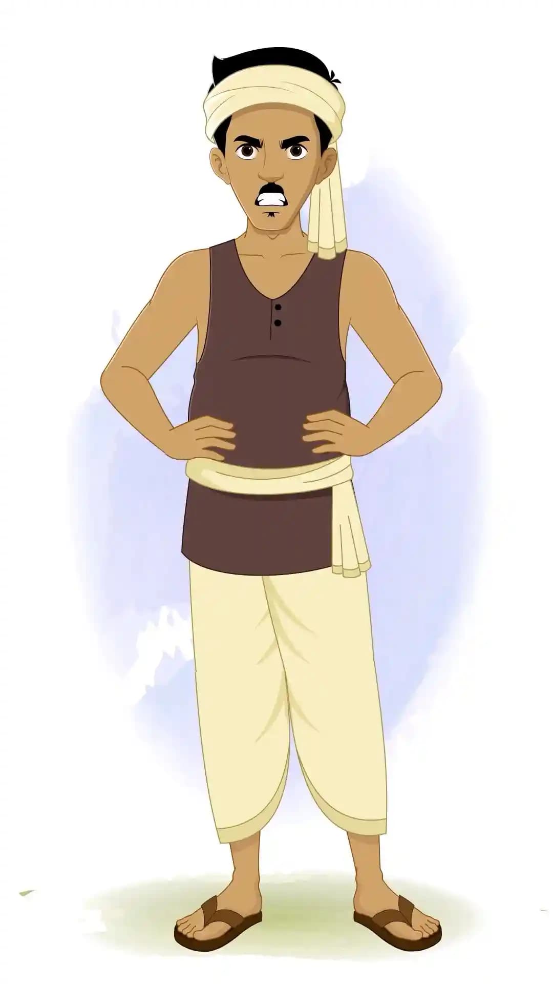 Indian Angry Villager Rural Man Animated Vector Cartoon Character AKA Murali