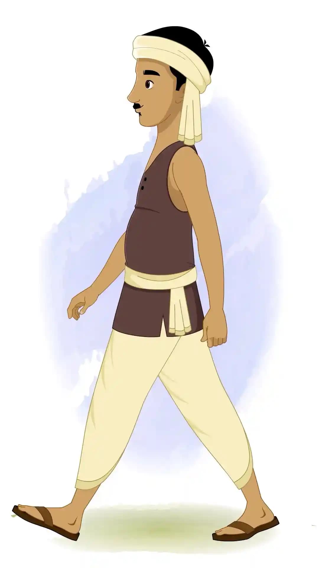 Indian Villager Side Walking Rural Man Animated Vector Cartoon Character AKA Murali