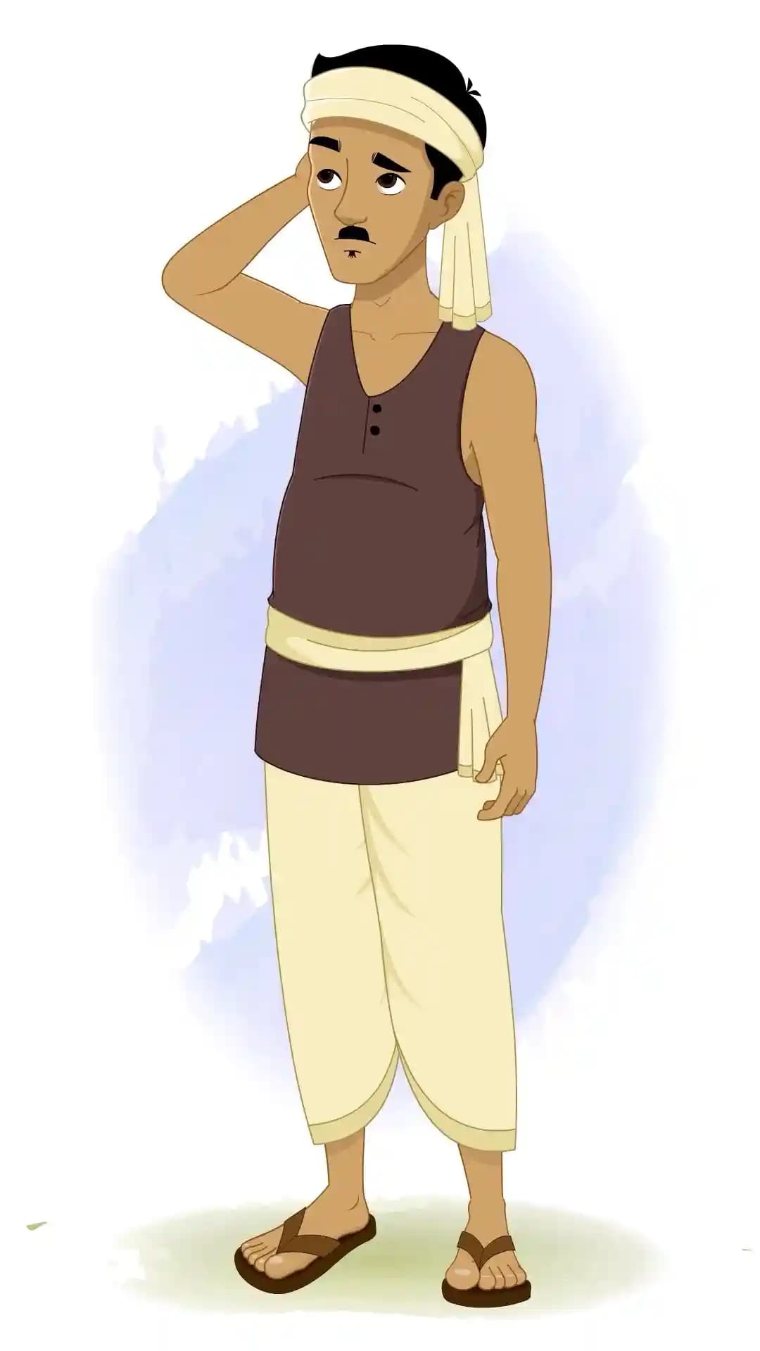 Indian Villager Confused Rural Man Animated Vector Cartoon Character AKA Murali