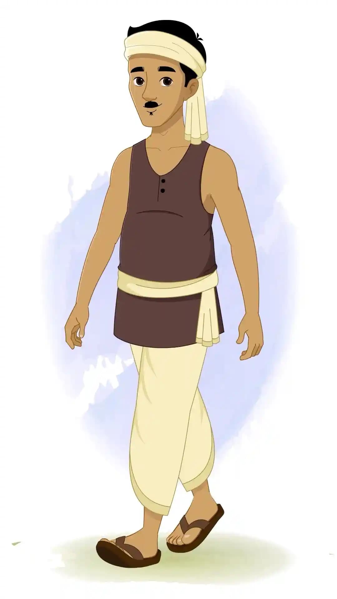 Indian Villager Walking One Third Rural Man Animated Vector Cartoon Character AKA Murali