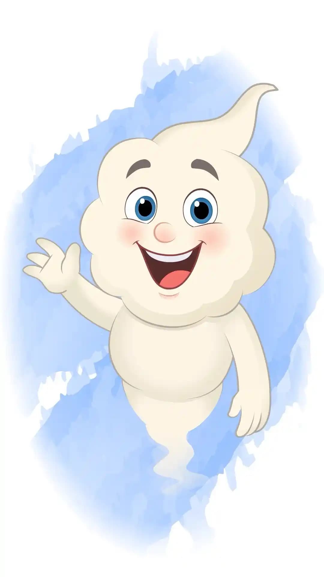 Magical Cloud Waving Hand Animated Vector Cartoon Character AKA Magic Cloud