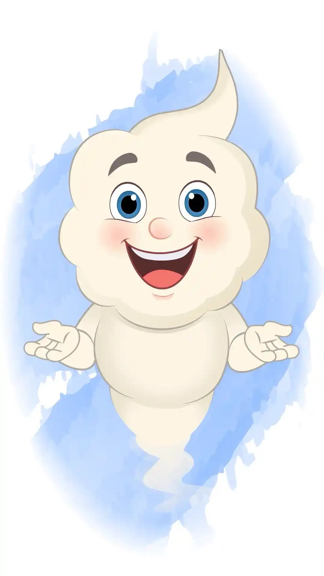 Magical Cloud Talking Front Cute Fantasy Animated Vector Cartoon Character AKA Magic cloud