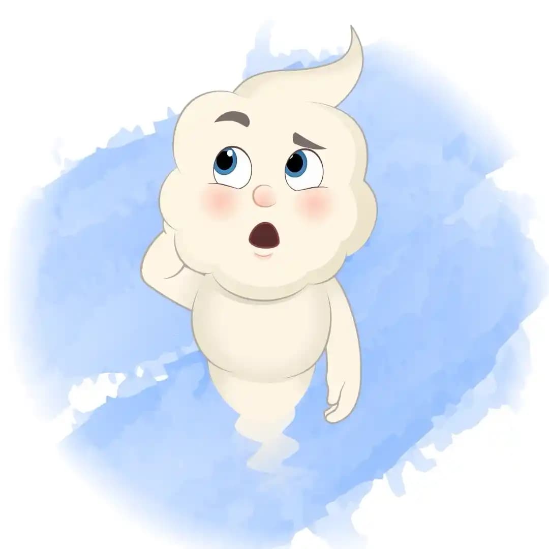 Magical Cloud Confused Front Cute Fantasy Animated Vector Cartoon Character AKA Magic Cloud