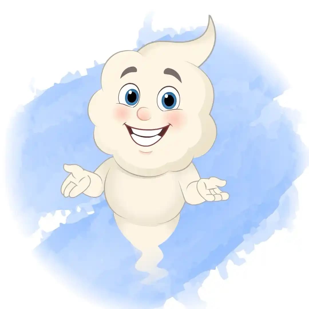 Magical Cloud Talking One Third Animated Vector Cartoon Character AkA Magic Cloud