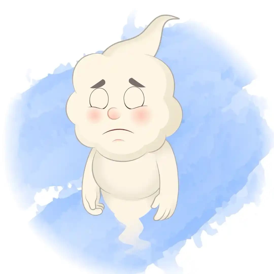 Magical Cloud Sad Animated Vector Cartoon Character AKA Magic Cloud