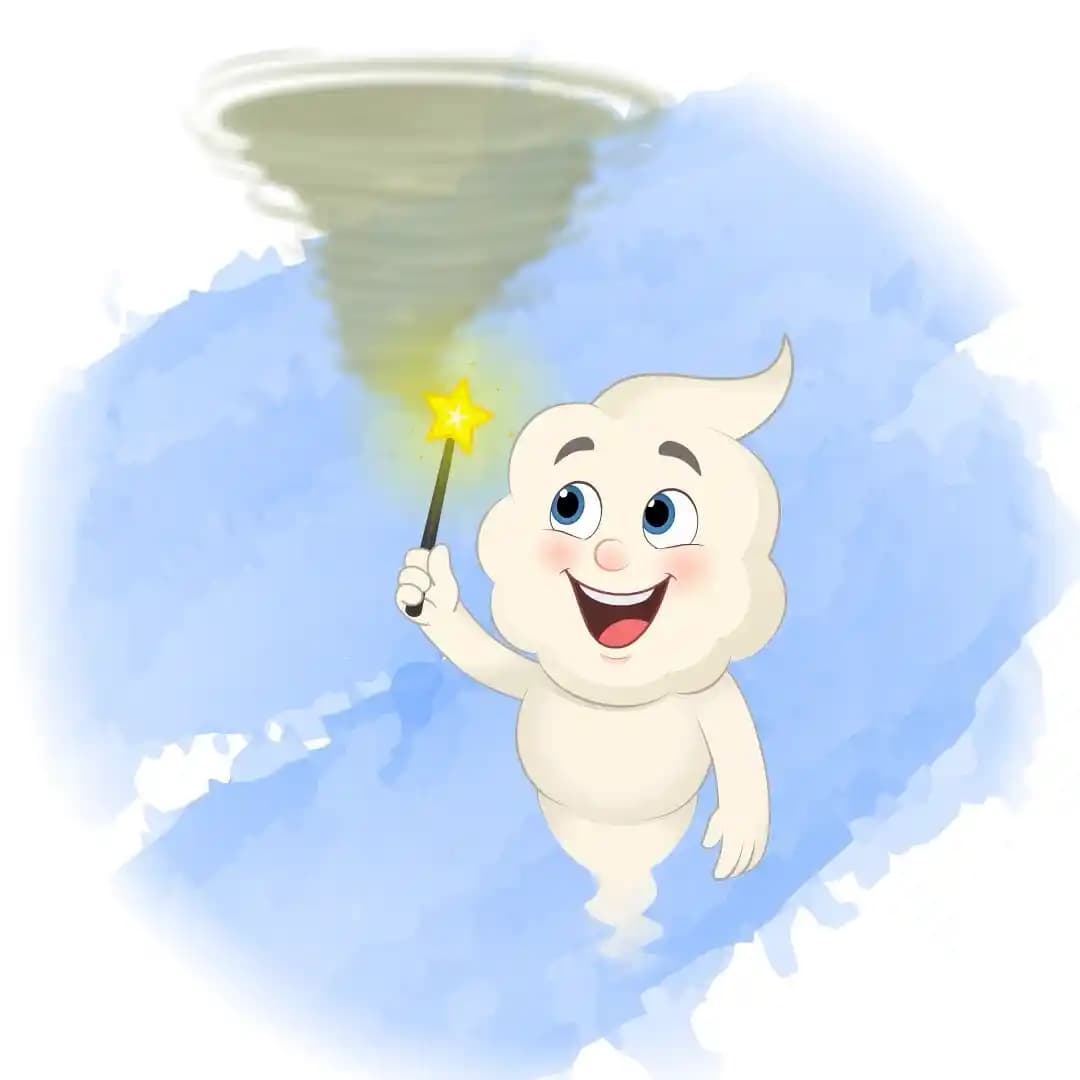 Magical Cloud Doing Magic with Wand Animated Vector Cartoon Character AKA Magic Cloud