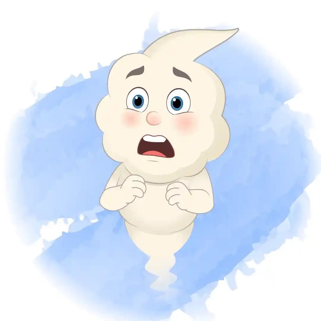 Magical Cloud Scared Animated Vector Cartoon Character AKA Magic Cloud