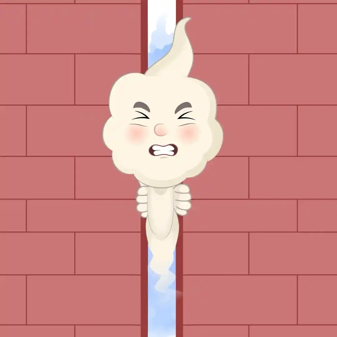 Magical Cloud Struggling Through Wall Funny Fantasy Animated Vector Cartoon Character AKA Magic Cloud