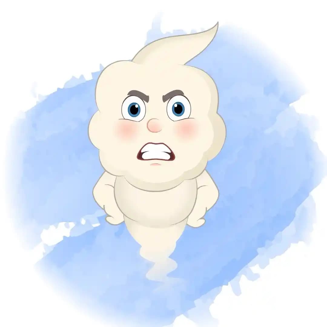 Front Angry Magical Cloud Animated Vector Cartoon Character AKA Magic Cloud