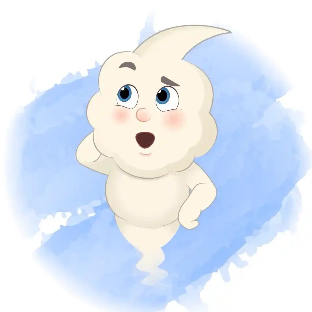 Magical Cloud One Third Confused Animated Vector Cartoon Character AKA Magic Cloud
