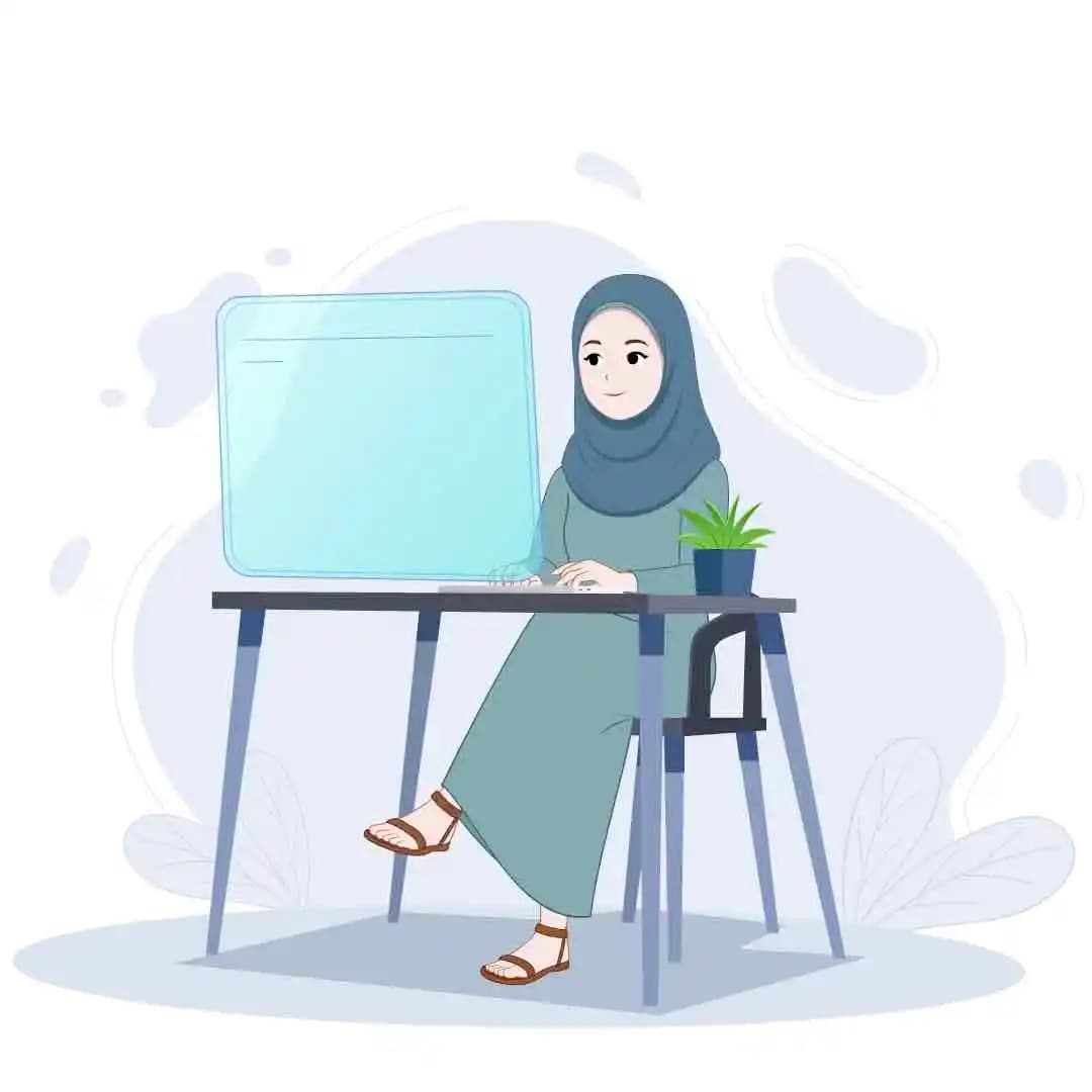 An Arabic Urban cartoon woman working animated vector character AKA Noor