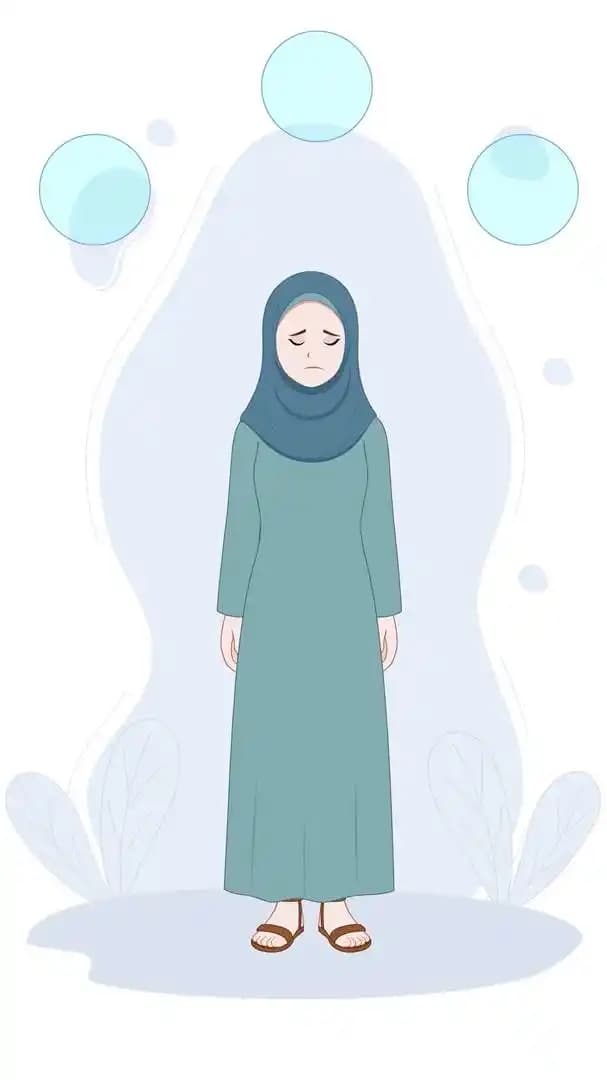 An Arabic Urban cartoon sad woman animated vector character AKA Noor