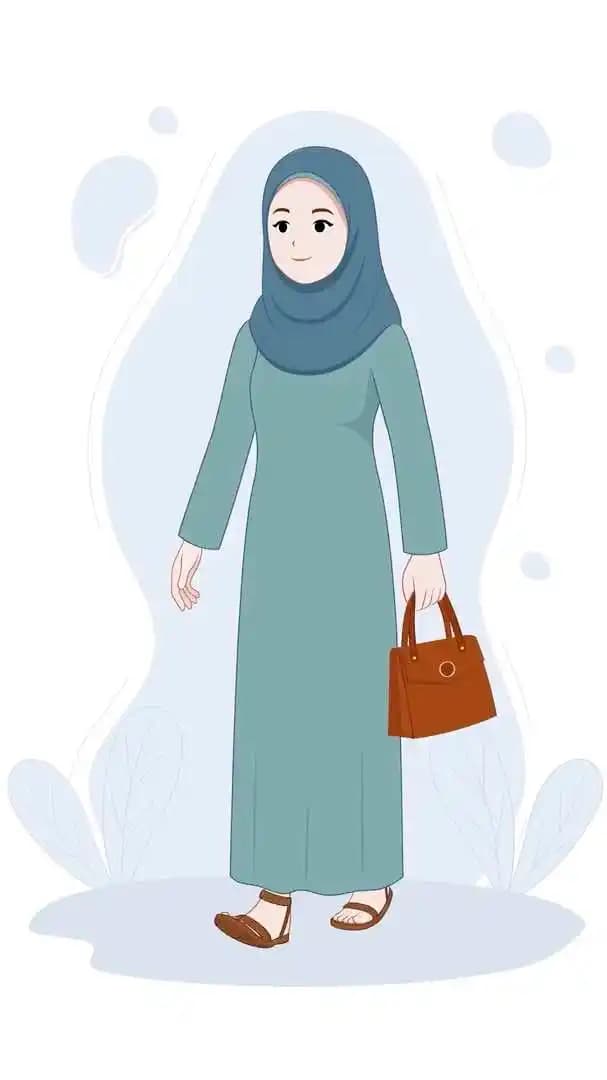 An Arabic Urban cartoon woman walking animated vector character AKA Noor