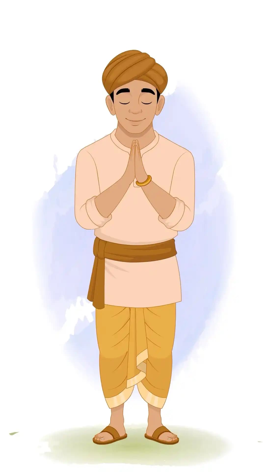 Indian Village Man Namaste Greeting Animated Vector Cartoon Character AKA Ramu