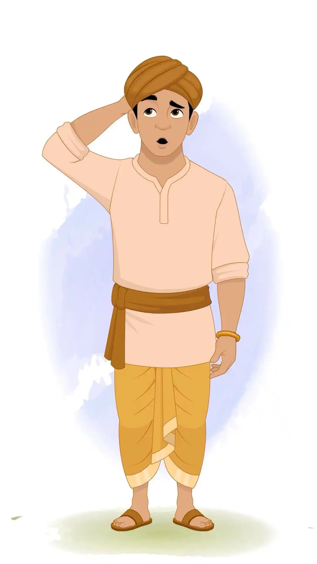 Indian Village Confused Man Animated Vector Cartoon Character AKA Ramu