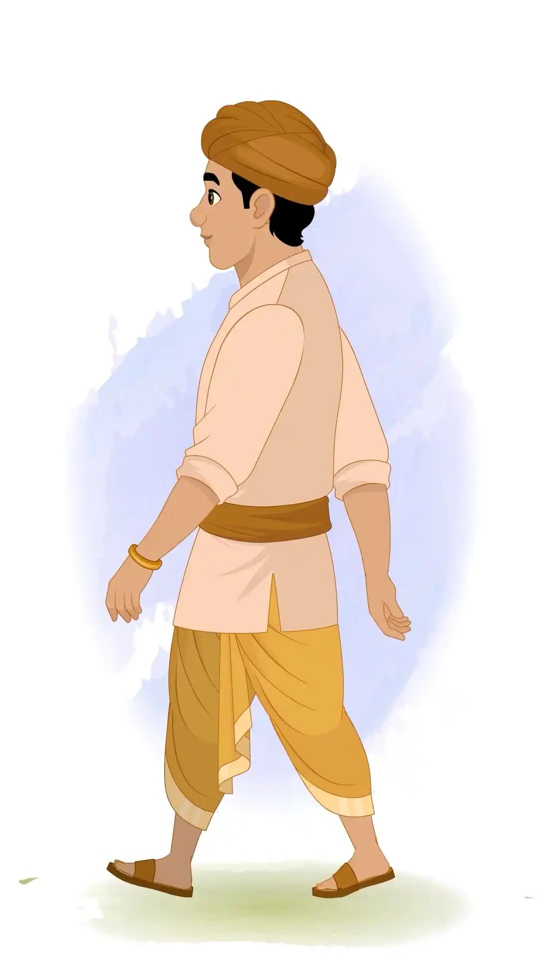 Indian Village Man Side Walking Animated Vector Cartoon Character AKA Ramu