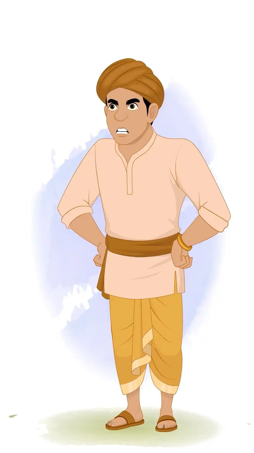 Indian Village Angry Man Animated Vector Cartoon Character AKA Ramu