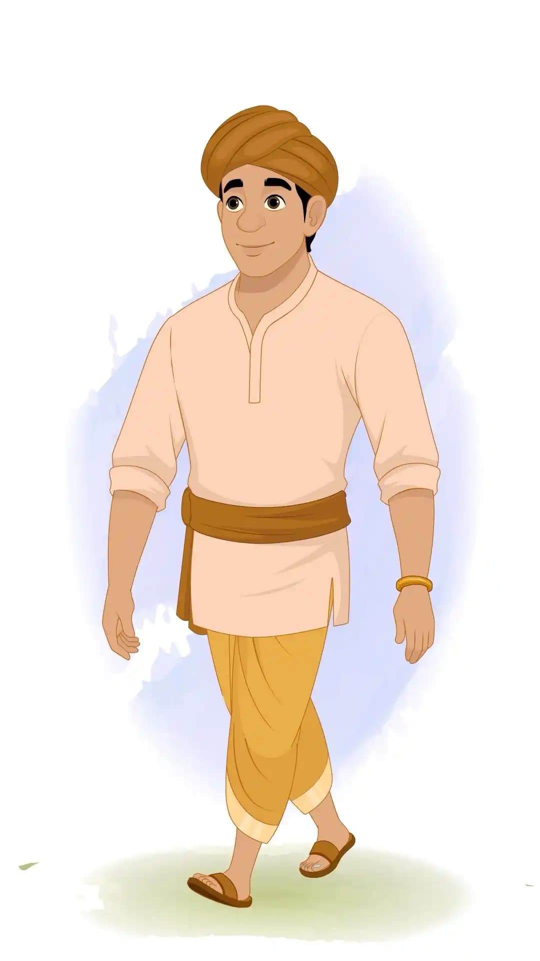 Indian Village Man One Third Walking Animated Vector Cartoon Character AKA Ramu