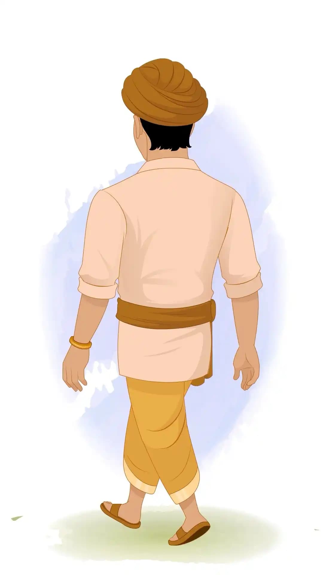 Indian Village Man Back Third Walking Animated Vector Cartoon Character AKA Ramu