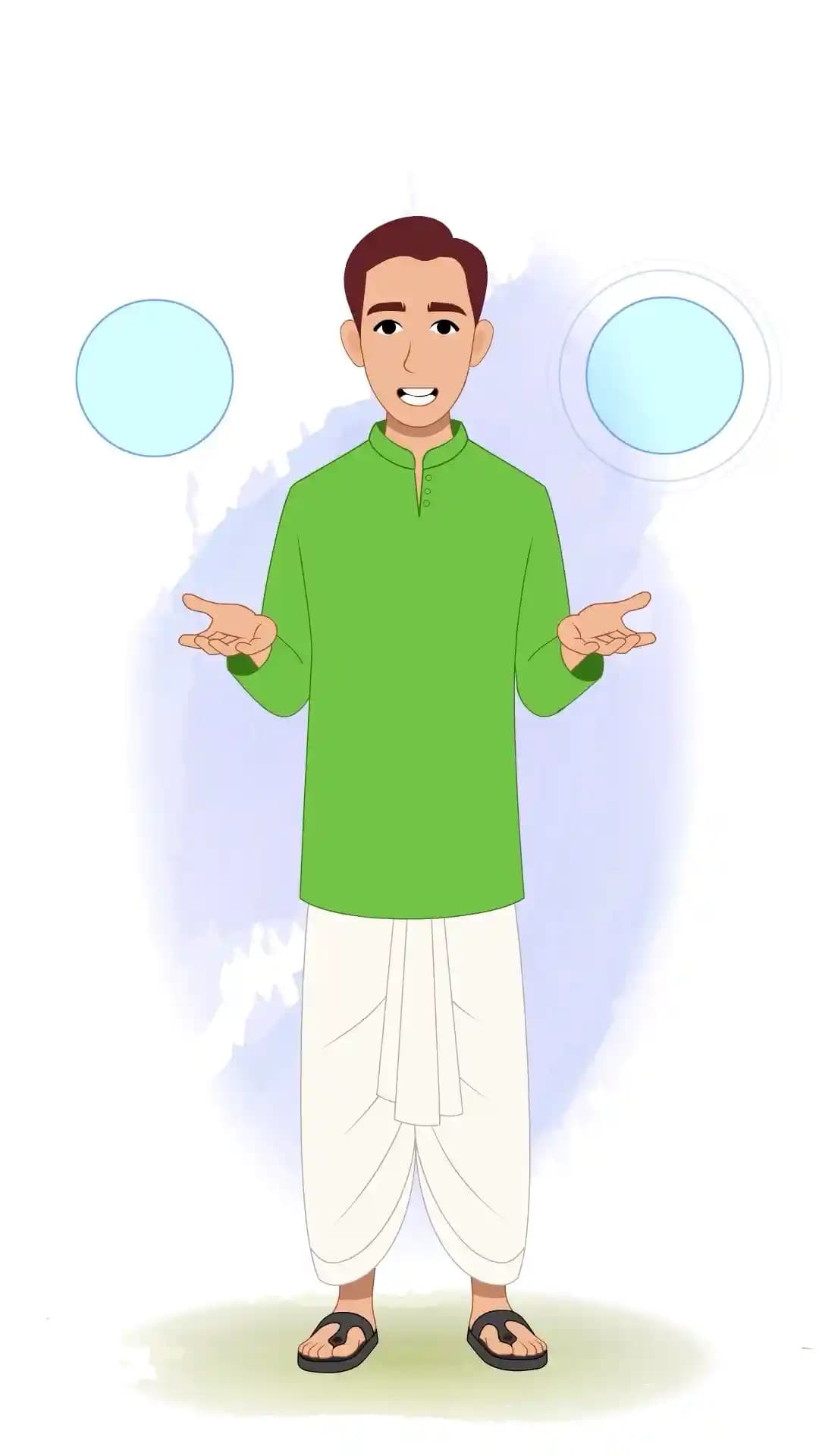 Village Zamindar Talking Front Pose Animated Vector Cartoon Character AKA Dilip